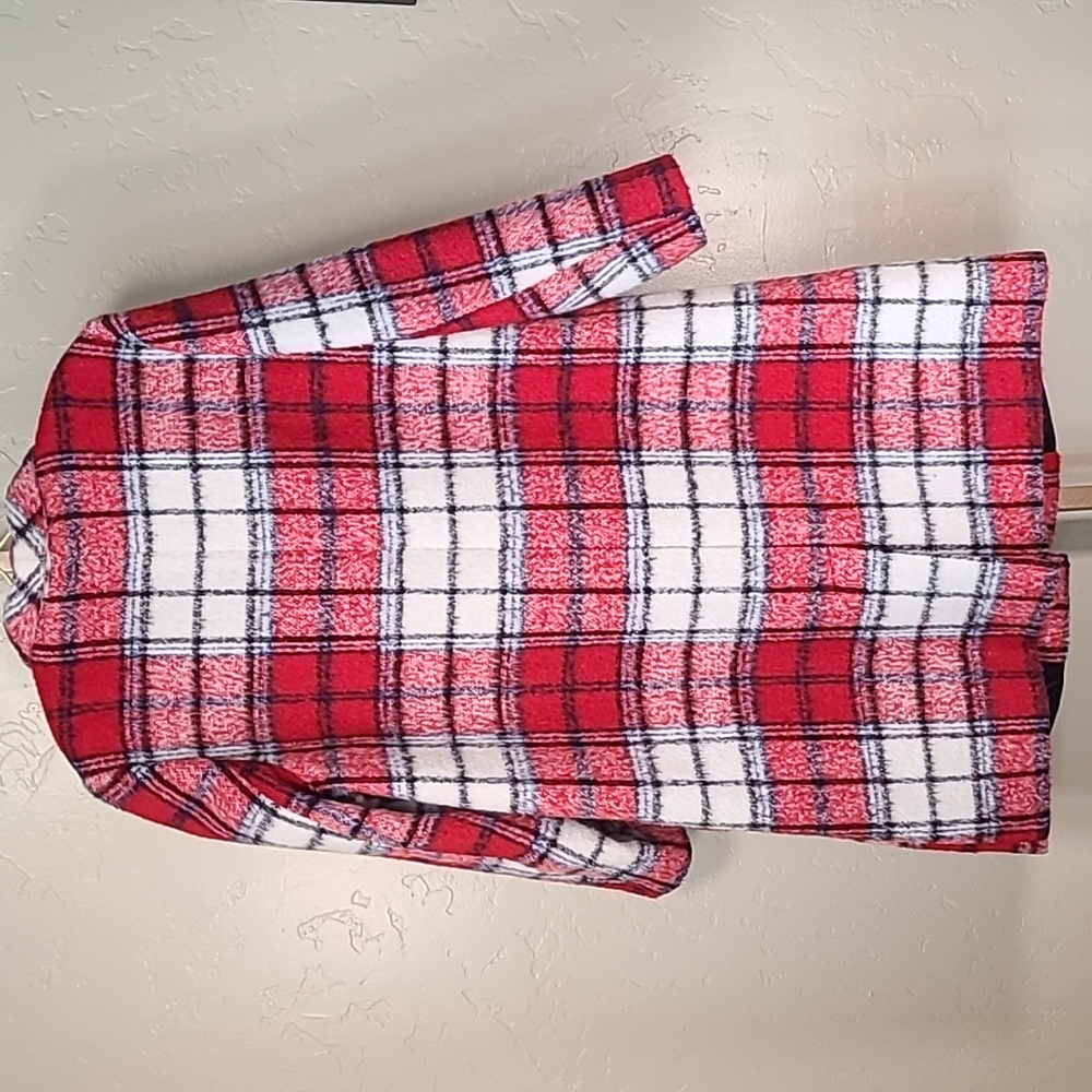 Old Navy Overcoat Novel Red Plaid Wool Blend Jacket Size XL - Picture 7 of 14